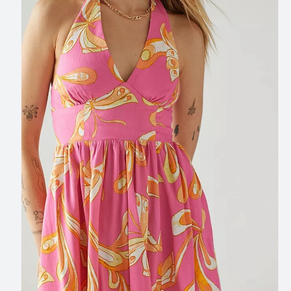 NEW Urban Outfitters Floral Halter Top Mini Dress